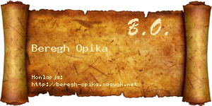 Beregh Opika névjegykártya